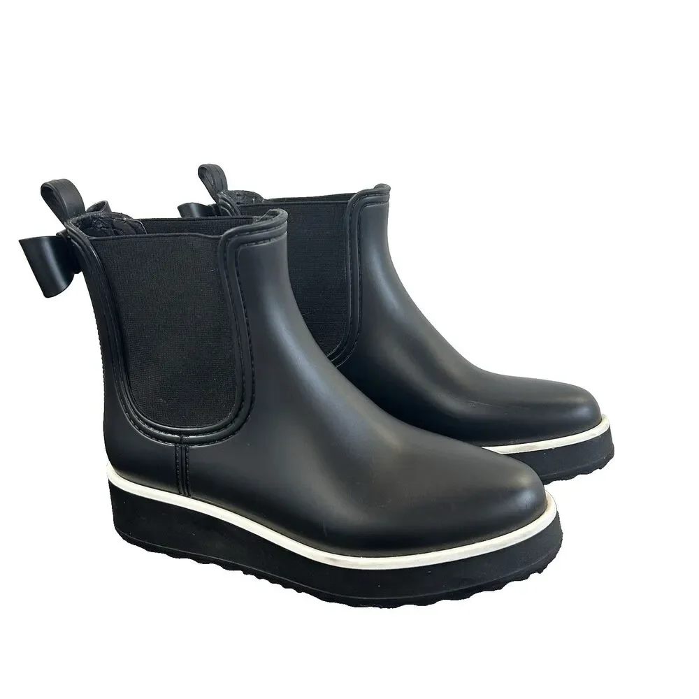 Kate Spade New York Malcolm Rain Boots Womens Booties Black Platform Size US 8 M